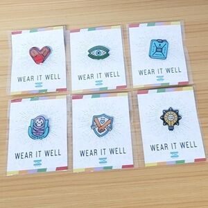 TOMS X Shuo Li One Day Pin Set‎ of 6 Like New Collectible Promo Collab 2017